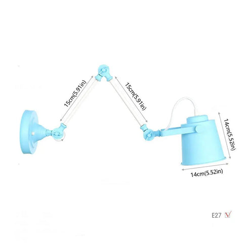 Real Deal Nordic Metal Swing Arm Wall Sconce Adjustable Task Light With Heavy Gauge Body E27 Compatible Easy Install For Bedroom Hallway Living Room Top Pick Gray White Finish, blue adjustable lamp with measurements.