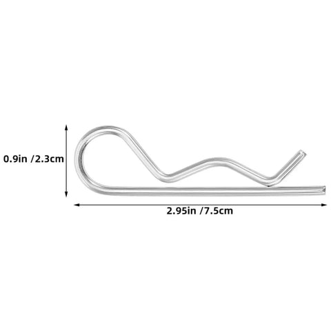 8 Piece Stainless Steel R Shape Cotter Pins With Wavy Design For Easy Install Remove Industrial Hitch Trailer Coupler Locking Heavy Duty Fasteners, measuring 2.95in by 0.9in.