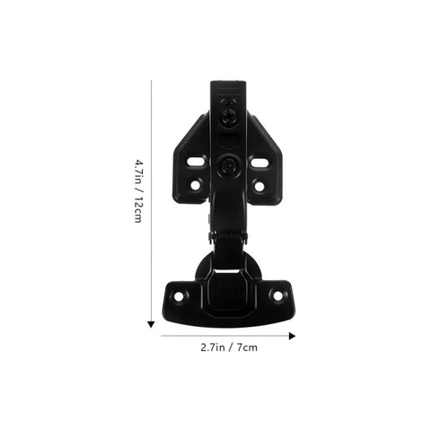 Concealed Black Stainless Steel Cabinet Hinges Set Of 3 With Full Overlay Design And No Slam Soft Close, 4.7x2.7 inch