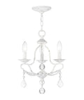 Chesterfield 3 Light Mini Chandelier in Antique White Traditional Steel Build Ceiling Fixture with Vintage Charm for Living Room