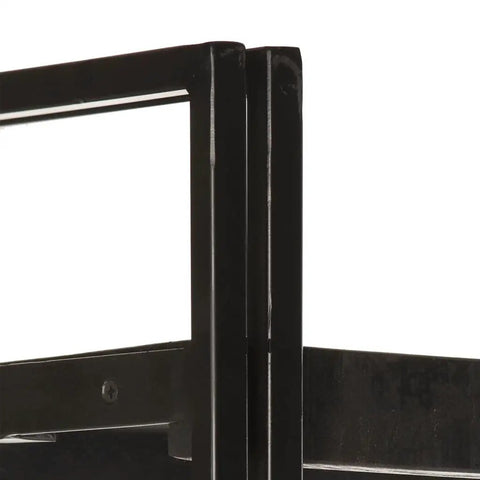 Close-up of black powder-coated steel frame from Industrial 5-Tier Tall Bookcase With 70.9-Inch Height, Solid Mango Wood Shelves And Black Powder-Coated Steel Frame For Home Office Storage, Rock-Solid Build, Rustic Modern Display And Easy Organization.