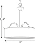Dimensions of 3 Light Brushed Nickel Pendant Light With Off White Shade Classic Traditional Style For Dining Room Kitchen Bar Area Living Space