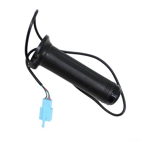 Ride Smooth With This Electric Scooter Throttle Handle Featuring 3-Speed ABS Switch For Precise Control And Weather-Resistant Waterproof Design To Up Your Daily Commute Game. black 3-speed scooter throttle handle with blue connector and cable