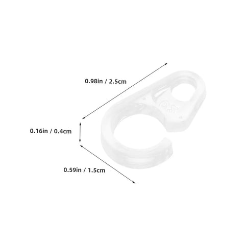40 Pack Plastic Curtain Hooks For Doors And Curtain Rods With Silent Glide, showing dimensions and clear design.