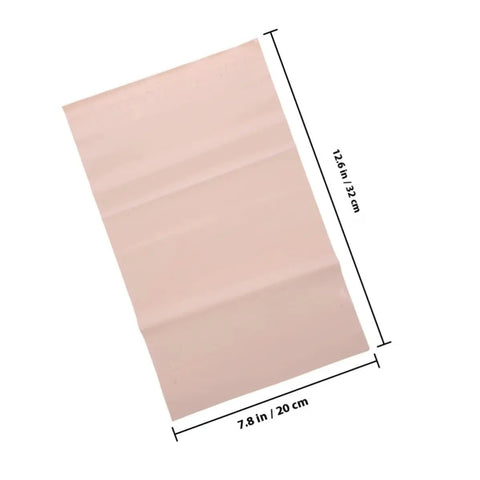 Waterproof PE Packaging Bags With Easy Seal 100 Pack Large Khaki Mailing Envelopes for clothes and cosmetics shown with dimensions