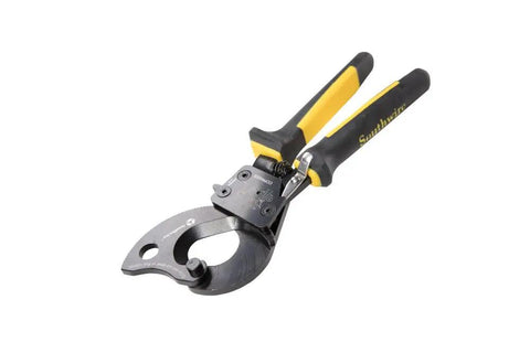 Ratcheting Cable Cutter With Two Step Mechanism For Clean Copper And Aluminum Cuts Up To 600 MCM with black molded grip