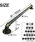 Heavy Duty Badass Wrought Iron Pipe Stair Handrail For Indoor Outdoor Use Rock Solid Wall Mount Banister size dimensions 30 to 60cm