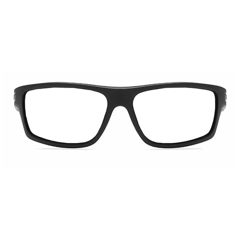 Front view of Blue Light Blocking Wraparound Reading Glasses For Men, 1.75 Diopter Sport Goggles With UV400 Protection, black frame
