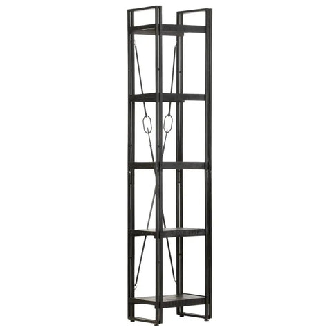 5 Tier Bookcase In Black With Solid Mango Wood Shelves And A Powder Coated Steel Frame Dope Industrial Style 70.9 Inches Tall