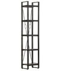 Side view of Dope 5 Tier Black Bookcase With Solid Mango Wood Shelves And Powder Coated Steel Frame Industrial Style Storage Rack