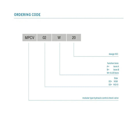 Ordering code diagram for heavy duty hydraulic check valve