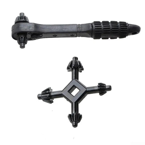 Versatile 2-In-1 Drill Chuck Key With Integrated Ratchet And 12.5Mm Square Drive Socket Wrench shown from top view in black finish.