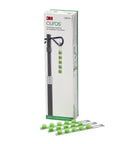 Box displaying Curos Port Protector Cap Strips For Needleless Connectors Green 250 Count With Dual Hanging Tabs