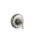 Forte Sculpted Rite-Temp Valve Trim With Faceplate And Single ADA Lever Handle In Brushed Nickel on white background
