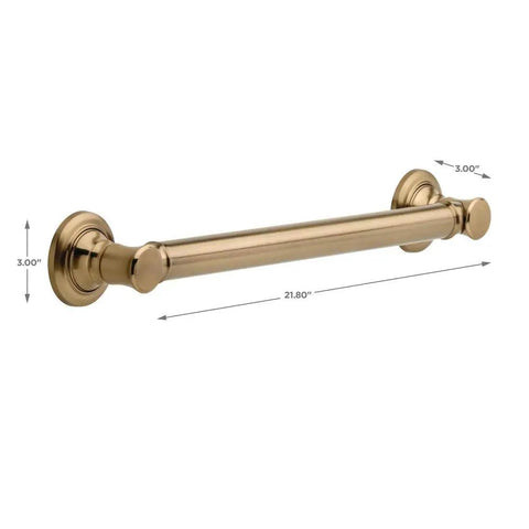 18 Inch Shower Grab Bar Wall Mounted For Bathroom Safety ADA Compliant 450 Lb Capacity With Champagne Bronze Finish Non Slip Grip