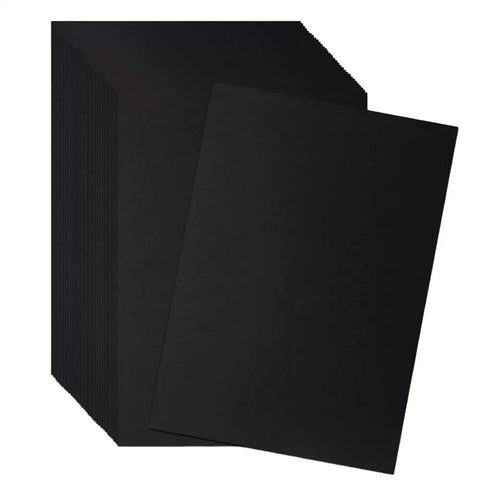 Stack of Black Corrugated Cardboard Sheets 37x26 Inches 50 Pack E Flute Thick 3 32 Inch Made In USA for DIY Crafts