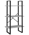 Five Tier Industrial Bookcase in Concrete Gray Engineered Wood With Metal Frame and Matte Finish, 68.9-Inch Tall Space Saving Vertical Storage