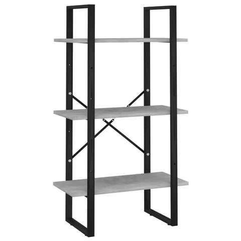 Five Tier Industrial Style Book Cabinet In Concrete Gray With Adjustable Shelves Durable Engineered Wood And Black Metal Frame