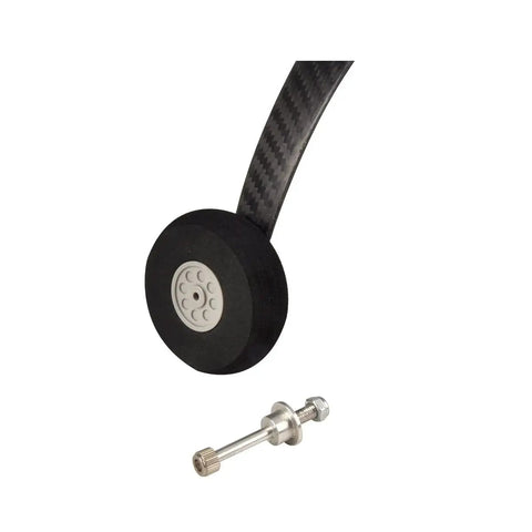 Carbon Fiber Landing Gear Set for Extra 300 RC Plane with sponge wheel, axle visible, durable 3K CF frame for 20E 30E 70E models.