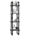 4 Tier Book Cabinet in Gray Built From Engineered Wood Tall Bookshelf With 4 Shelves For Books And Magazines Industrial Style Bookstand