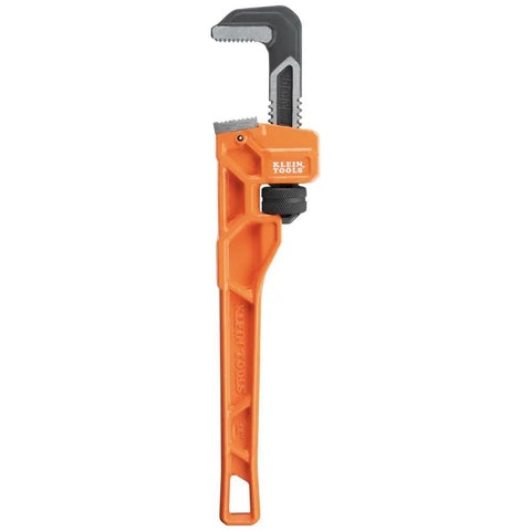 14 Inch Cast Iron Pipe Wrench Heavy Duty Adjustable Plumbing Wrench with I Beam Handle in bright orange color.