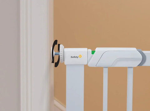 Flat Step Pressure Mounted Baby Gate For Doorways With Door, Easy No Drill Install, Pet Friendly Design For Hallways And Stairs, White
