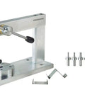 Micro-Press MP 120 Precision Drill Press For Tiny Projects includes 3-jaw chuck and key, shown with accessories.