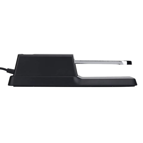 Side view of Universal Keyboard Sustain Pedal For Digital Pianos, Slip Proof Foot Pedal With Classic Acoustic Feel and non slip base.