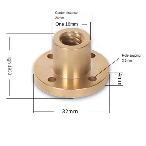 Beefy 10mm 304 Stainless Steel T10 Threaded Rod With Nut 100 To 550mm Length 2 Lead Pitch, 32mm flange nut