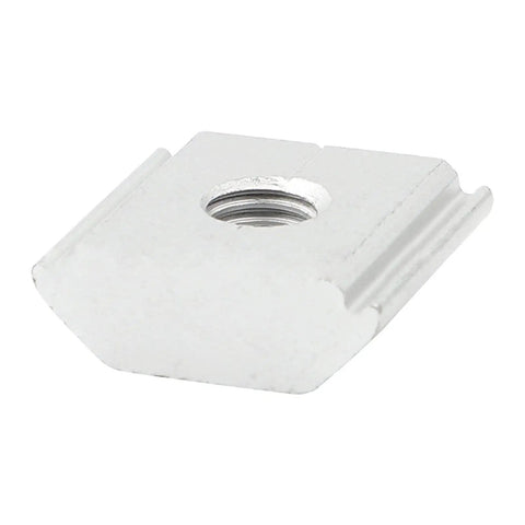 Get 50 Pcs T Nuts For Solar Panel Mounts That Fit Aluminum Rails Securely. Close-up of an aluminum T nut fastener.