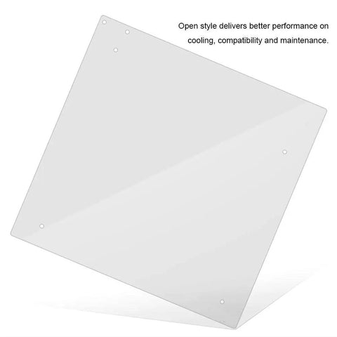 Open Frame ITX Test Bench Computer Case With Transparent Acrylic Panel For Diy Modding Overclocking And Gaming Open Air Frame For Superior Cooling Easy Installation Compatible With Big GPUs And Extended Card Setups, showing clear acrylic panel