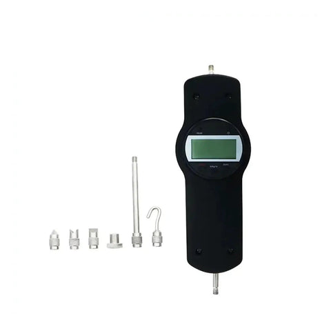 Push And Pull Tester Digital Force Gauge Dynamometer For Lab Tension And Compression Load With Unit Conversion Easy To Use Handheld And Benchtop Friendly 1 Percent Accuracy Measures Up To 20 Newtons black handheld gauge with attachments