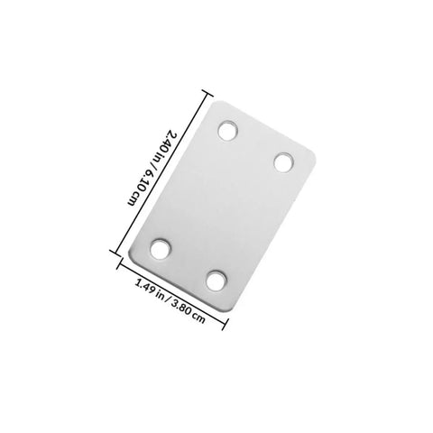 Flat Bracket Set With Screws for DIY Projects and Home Improvement, showing stainless steel straight mending plate dimensions