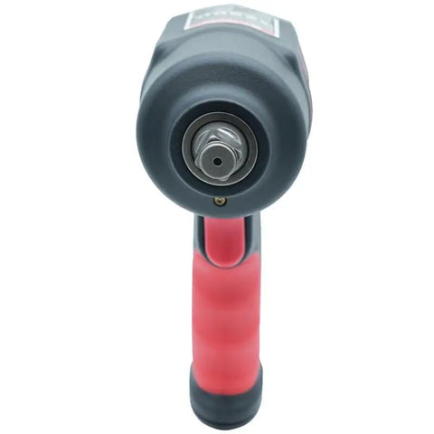 Half Inch Drive Air Impact Wrench With 20 Piece Socket Set, High Torque Pneumatic Tool For Heavy Shop Jobs And Tire Rotations, view of grip and drive socket.