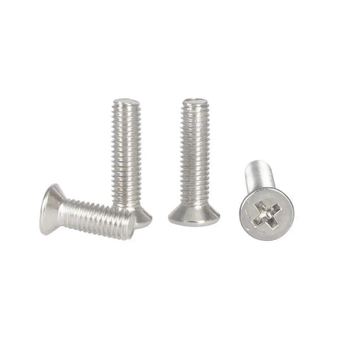 100Pcs M2 304 Stainless Steel Spectacle Screw Kit Metric Threaded Eyeglasses And Watch Fixing Bolts Silvery Metal Screws For DIY Repairs Go To Home Office Furniture And Hobby Projects Durable And Versatile, close-up of silver flat-head screws