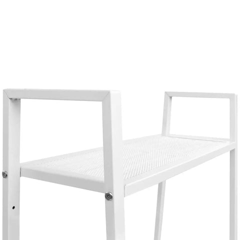 Top view of Four Tier Ladder Bookcase With Industrial Metal Shelves Space Saving Storage Display Rack For Living Room Or Office White Finish