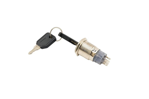 16mm Rotary Key Switch Lock With 6 Pin DPDT 2NO-2NC, 3-Position Latching Keyed Lock For Panel Mounts, Control Panels, Vending Machines, Industrial And Access Gear, metal