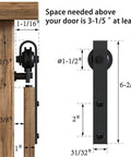 Dimensional diagram of 4FT Super Mini Sliding Barn Door Hardware Kit for Single Door TV Stands Wardrobes and Cabinets with J Shape Hanger