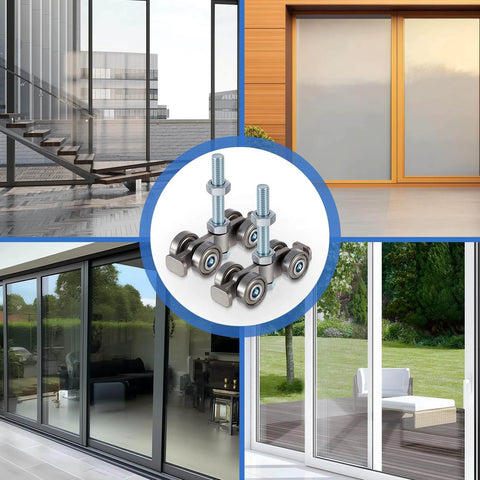 4 Pcs 4 Wheel Silent Trolley Assembly Rollers with Hidden Bolt Design for 1-5/8 Inch and Taller Strut Channels installed in sliding doors