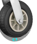 Close-up of 5 Inch Heavy Duty Swivel Plate Caster Wheel with Rubber Tire Tread, ideal for smooth, quiet use on workbenches and trolleys.