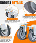 5 Inch Heavy Duty Caster Wheels Replacement Kit, 8 Pcs TPR Rubber Silent Casters with 4 Swivel and 4 Rigid Wheels