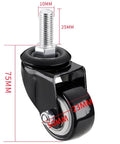 50mm PU Swivel Caster Wheel with threaded stem, heavy duty for furniture, shown in close up with dimensions in millimeters.