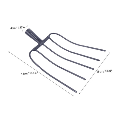 Multi Functional Iron Manure Fork For Maintenance And Garden Cleanup with dark blue tines and handheld design.