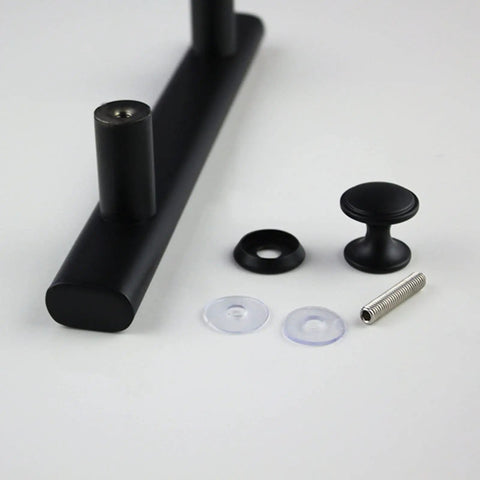 Slick Matte Black Stainless Steel Shower Door Handle Replacement 300Mm Pull Bar hardware kit with screws and washers.
