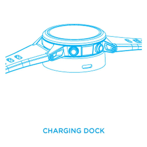 Diagram showing the Tern Dive Computer with a high-resolution display on its charging dock, highlighting user-rechargeable battery feature.
