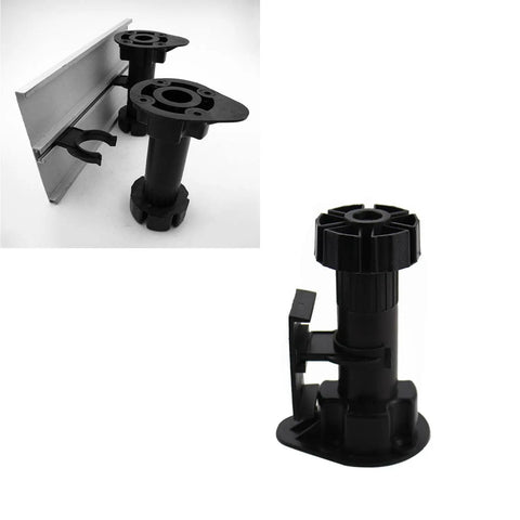 Adjustable Black Cabinet Leveler Legs 6 Pack With Easy Install Screws Height From About Four To Five Inches, Each Leg Supports Up To 330 Lbs, Moisture Resistant Furniture Feet For Kitchen And Bathroom Cabinets