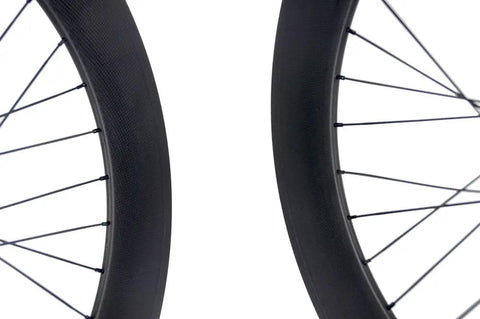 Close-up of Carbon Single Speed Track Wheelset 88mm Clincher Rims Matte Finish 23mm Wide Lightweight Durable Toray Build