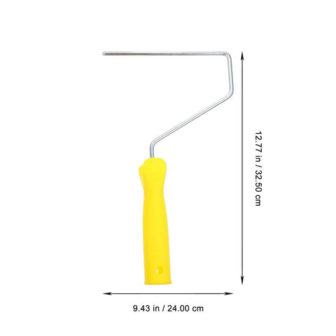 Telescopic Paint Roller With Extendable Handle And Three Detachable Rods For No Sweat DIY wall painting, yellow handle, metal frame, 12.77 in long.