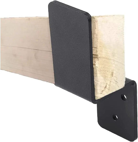 Heavy Duty Door Barricade Brackets Pair Metal Security Lock Reinforcement Kit With Pin Hole Setup secured to wooden beam.