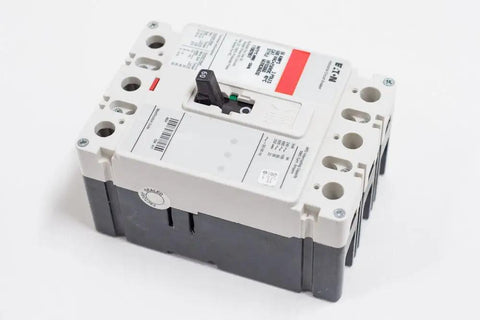Top Shelf FDC3050 Molded Case Circuit Breaker 50 Amp 3 Pole C Frame Series side view showing terminals and settings.